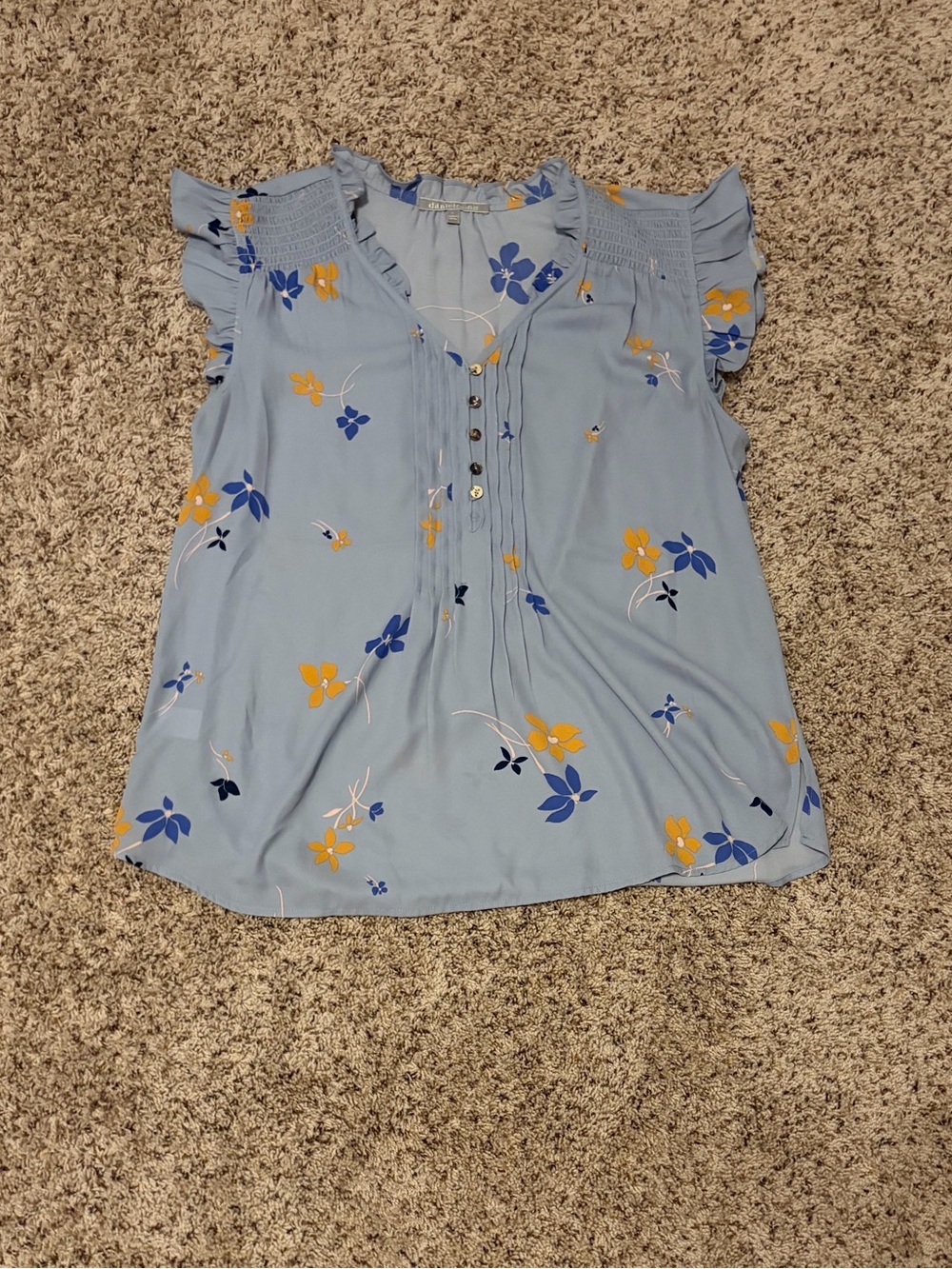 Daniel Rainn Dusty Blue Pleated Blouse